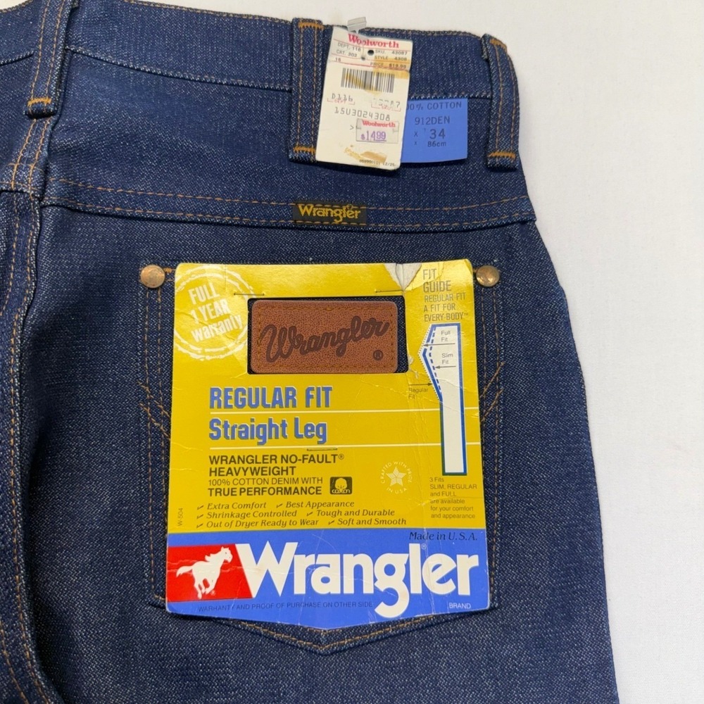 Vintage Wrangler 912DEN USA Made Deadstock NWT Jeans 32x34 Woolworth Tags